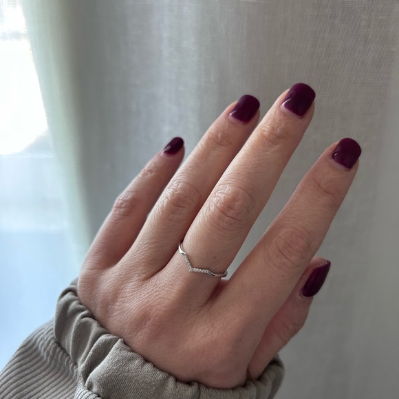 Bony Levy 14K White Gold V-Shaped Ring with Pavé Diamonds - Picture 3 of 6